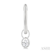 1/3 Ctw Bezel Set Oval Cut Diamond Huggie Earrings in 14K White Gold